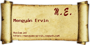 Mengyán Ervin névjegykártya
